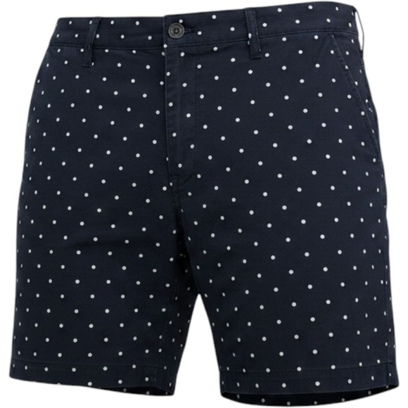 Old Navy Pants - Old Navy Everyday Short Navy Blue Blue Polka Dot Chino Shorts Sze 16 7in Inseam